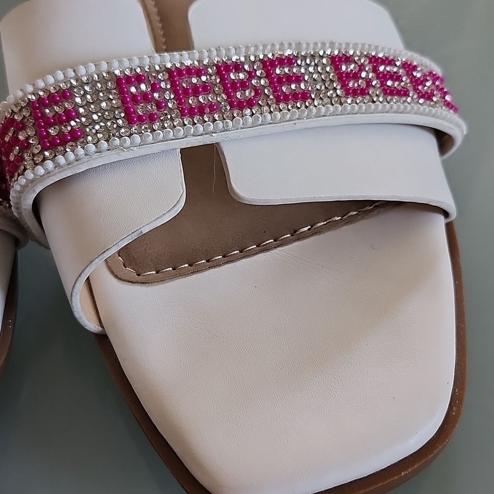 Bebe Rhinestone Slide Sandals Size 8 - Picture 3 of 5